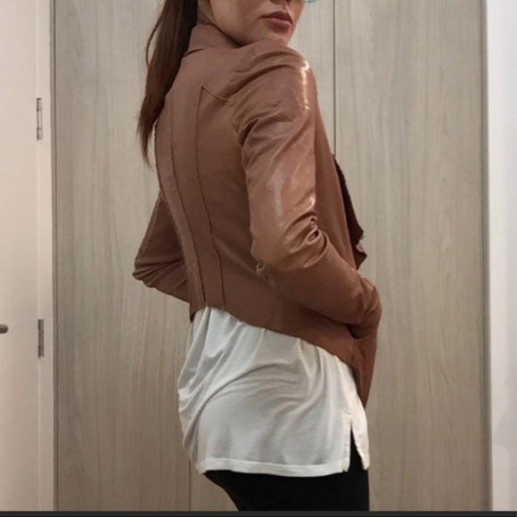 BCBG tan leather jacket xs - Picture 2 of 4